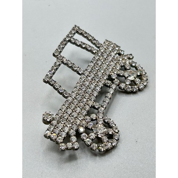 Rhinestones Car Pin Brooch Vintage Quality Pin with Clear Prong Set Stones - Picture 4 of 6